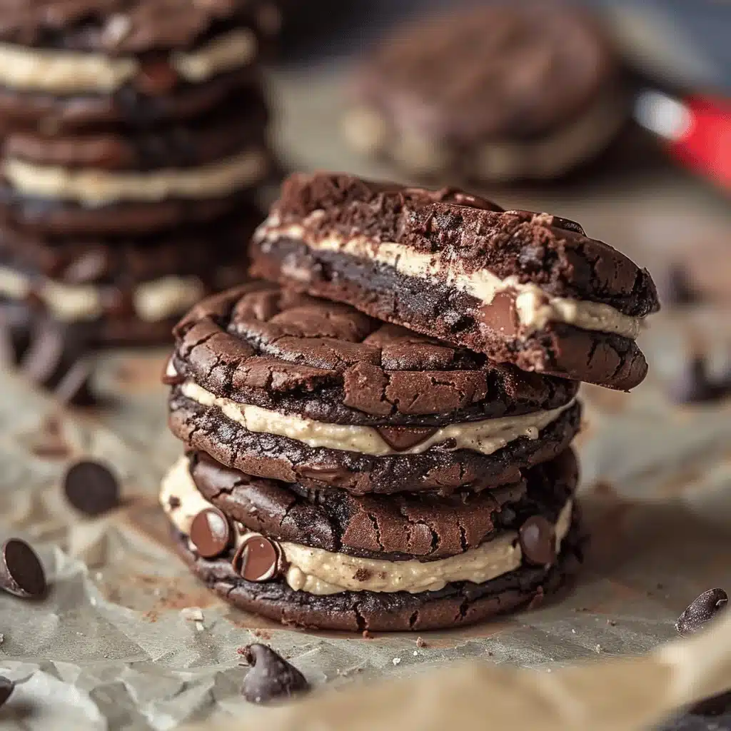 brownie cookie dough sandwich cookies - featured image