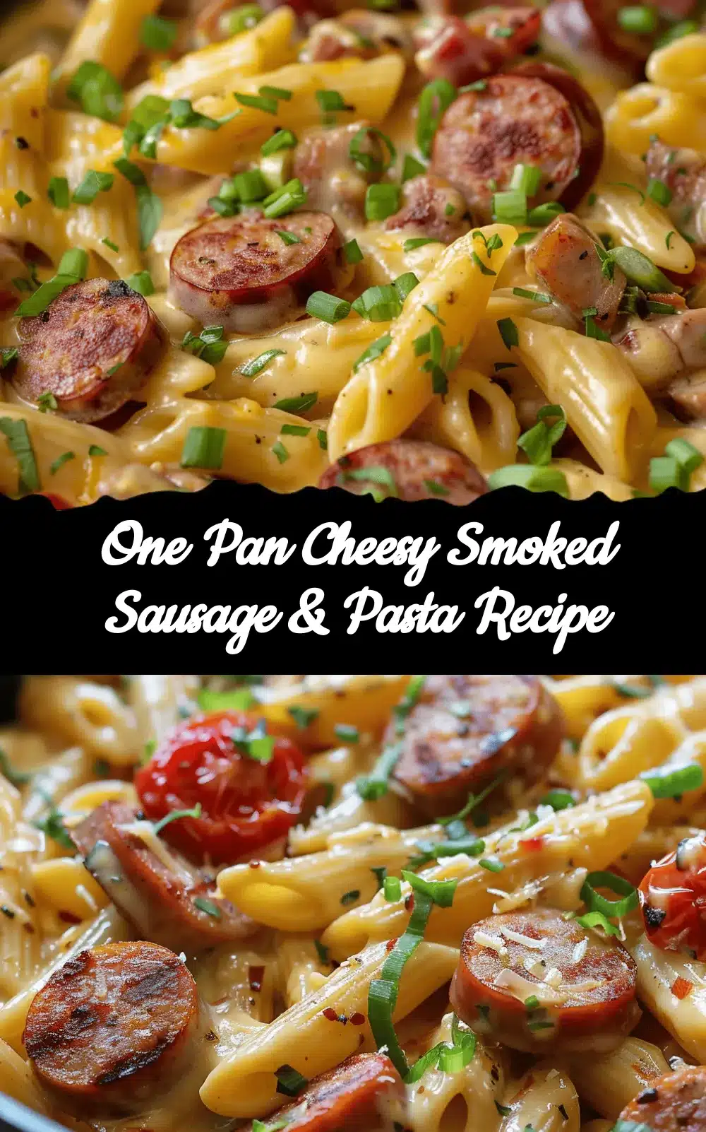 Easy One Pan Cheesy Smoked Sausage & Pasta recipe
