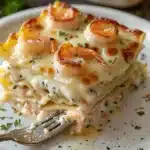 garlic butter shrimp scampi lasagna - featured image