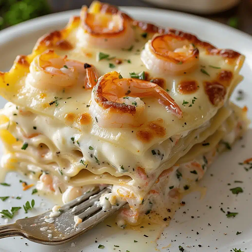 garlic butter shrimp scampi lasagna - featured image