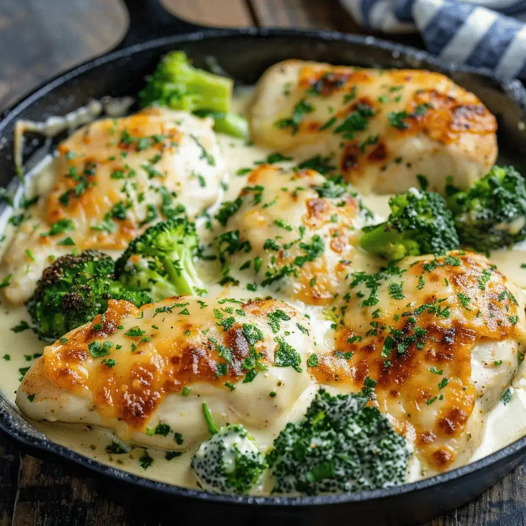 keto chicken alfredo broccoli bake - featured image