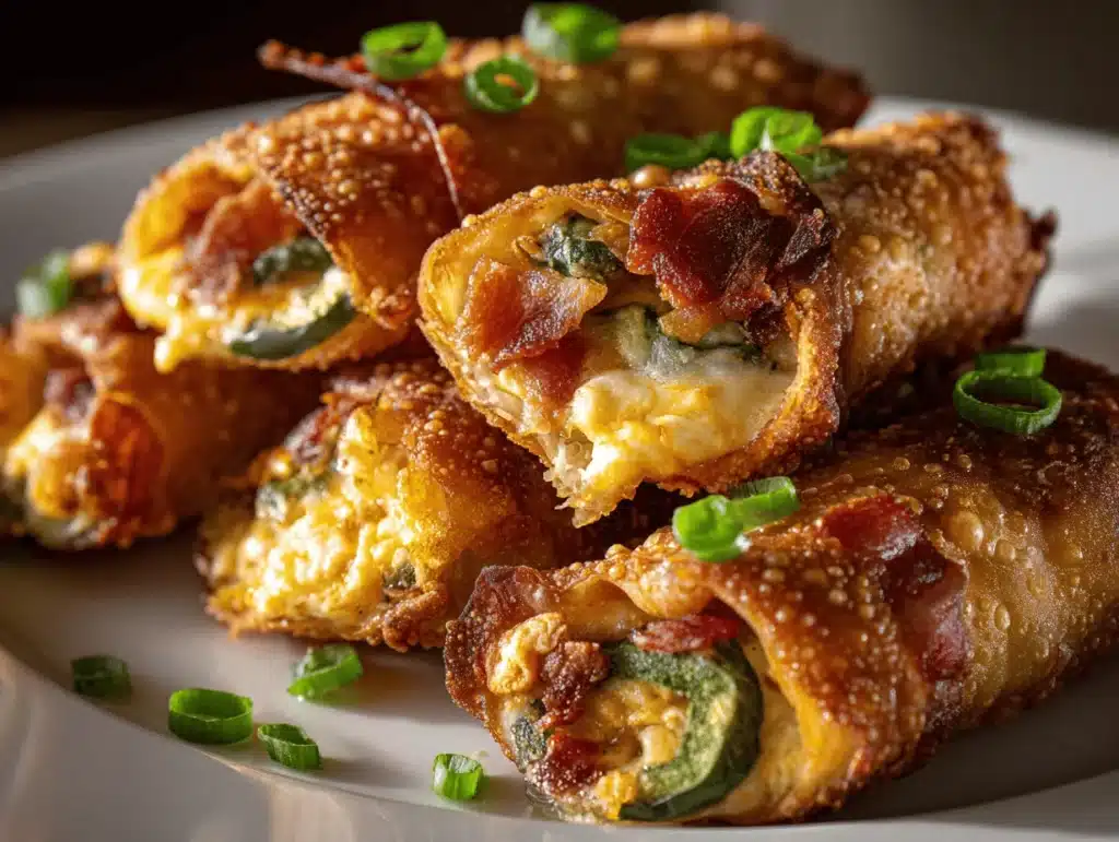 bacon jalapeño popper eggrolls - featured image