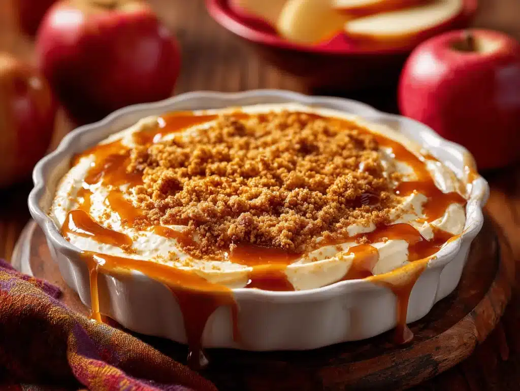 caramel apple cheesecake dip - featured image