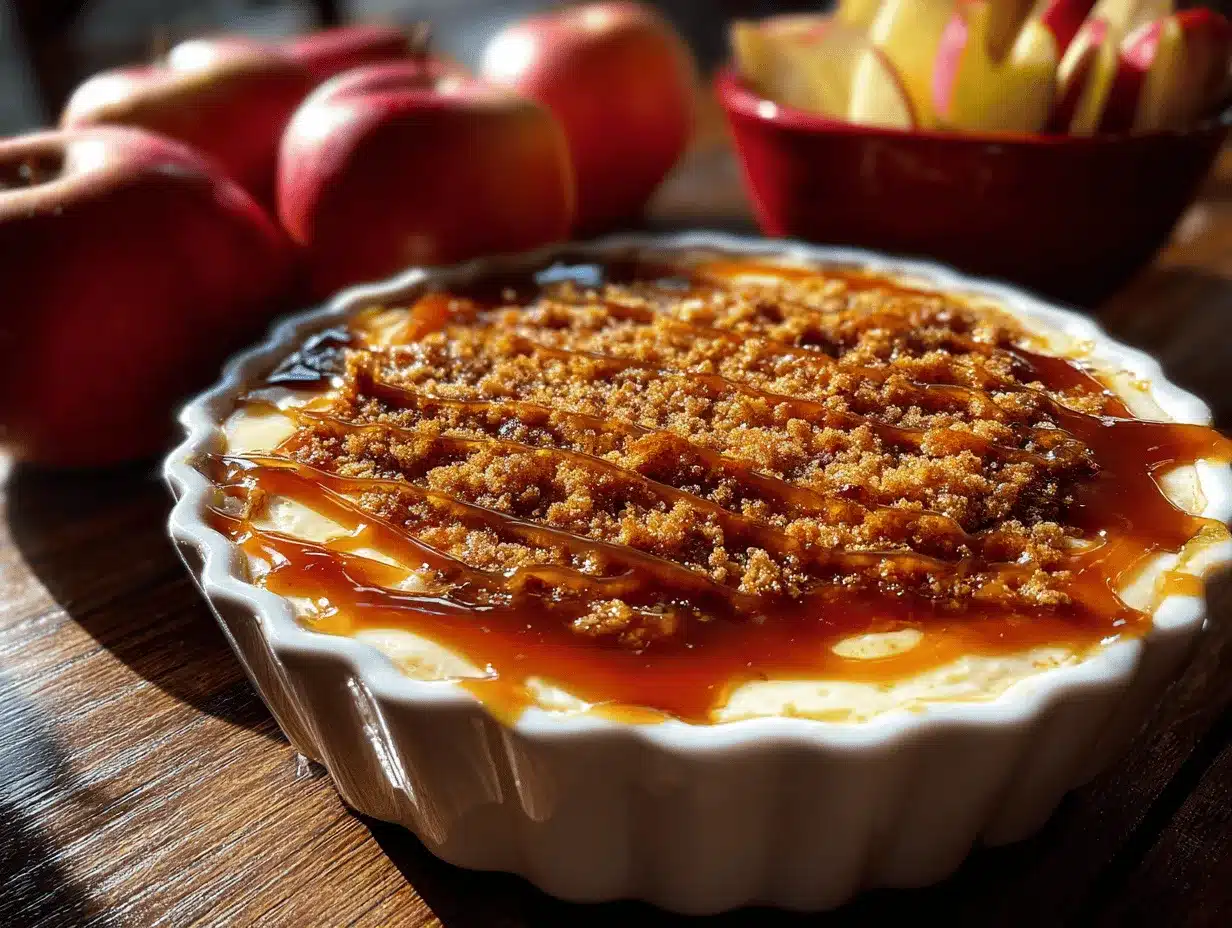 caramel apple cheesecake dip preparation steps