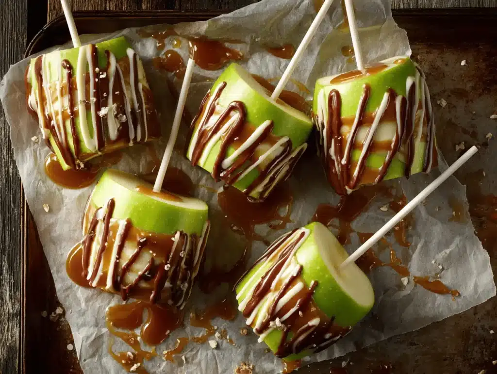 caramel apple slices on a stick - featured image