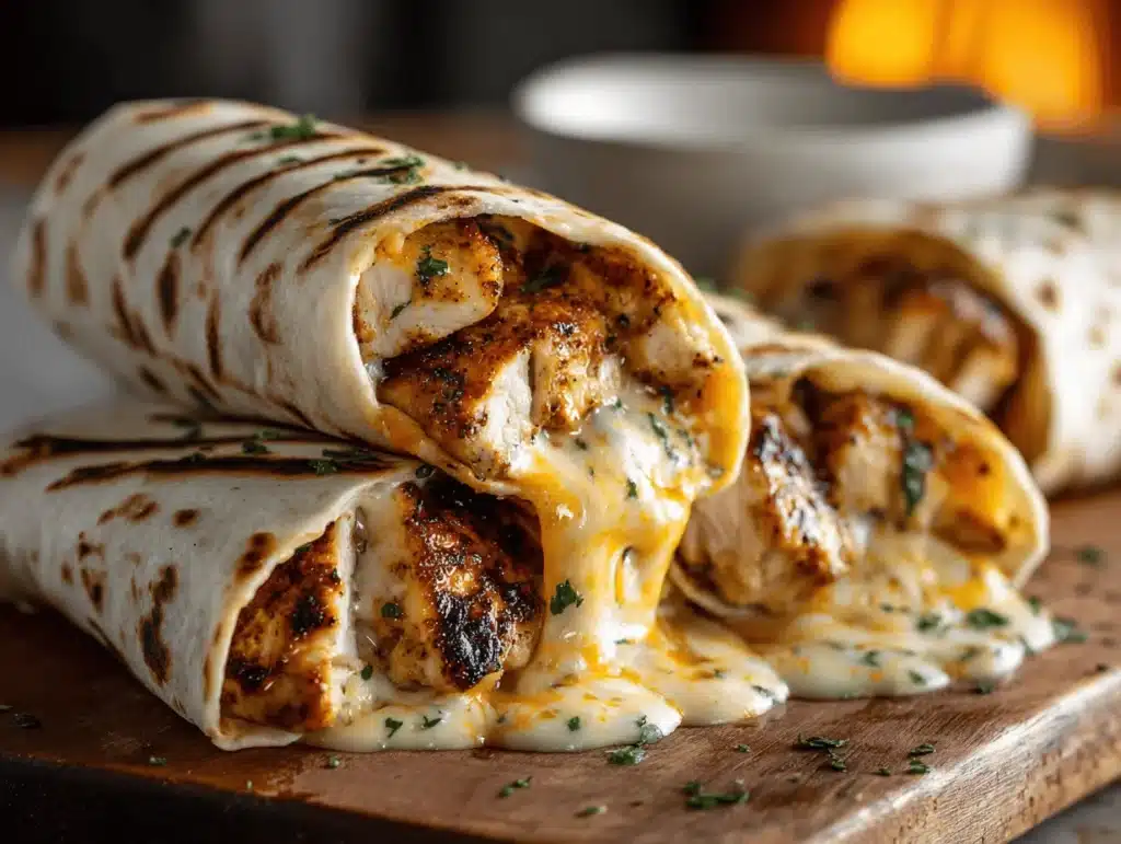 cheesy garlic chicken wraps - featured image