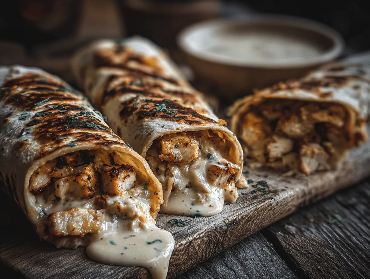 cheesy garlic chicken wraps preparation steps