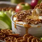 cream cheese caramel apple dip - featured image
