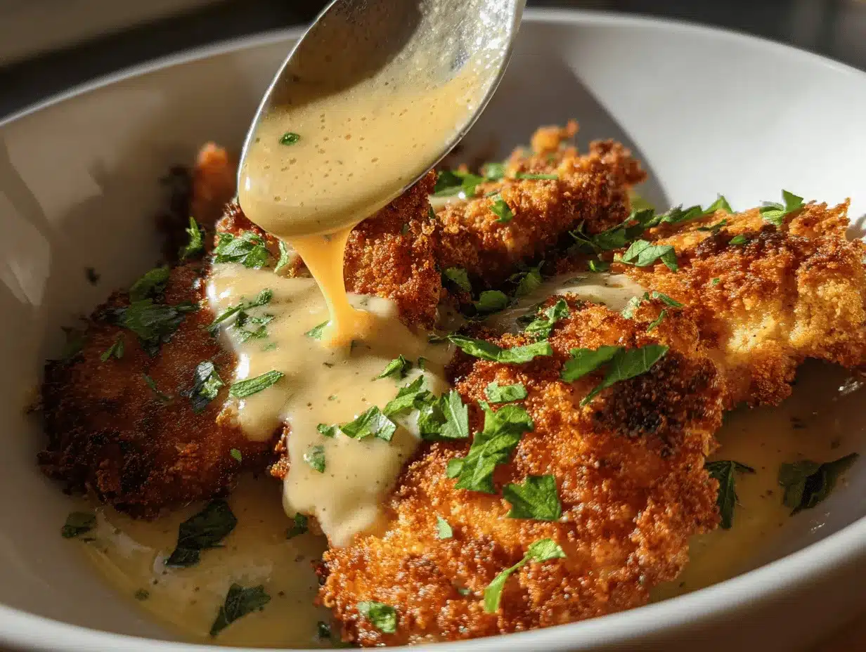 Crispy Parmesan Chicken with Garlic Sauce preparation steps