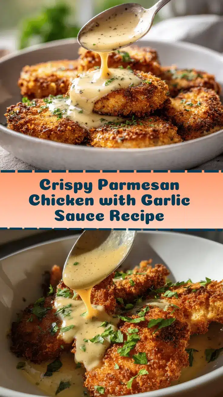 Crispy Parmesan Chicken with Garlic Sauce recipe