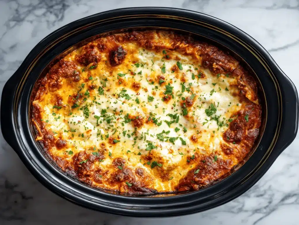 easy crockpot lasagna - featured image