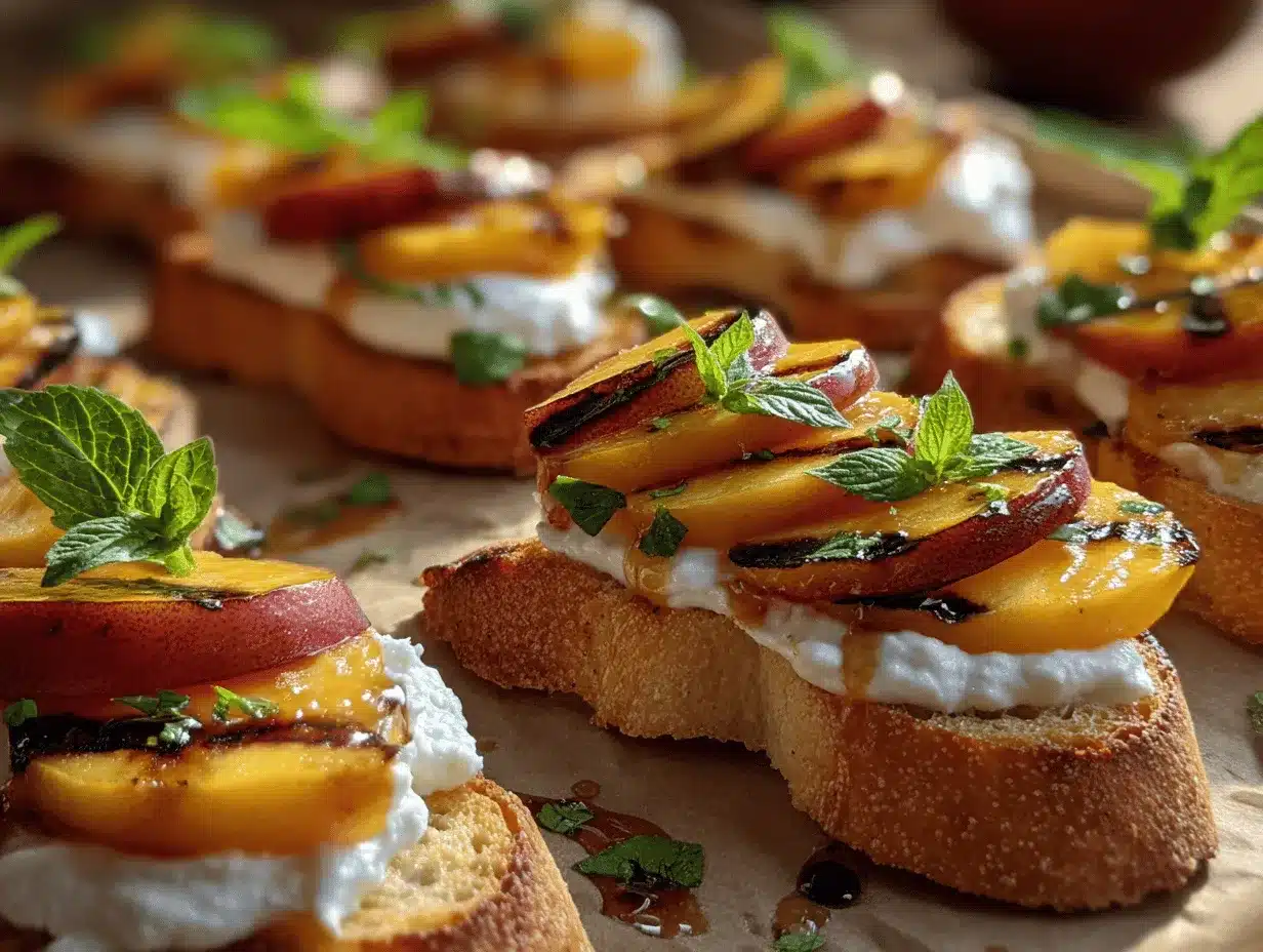 grilled peach burrata crostini preparation steps