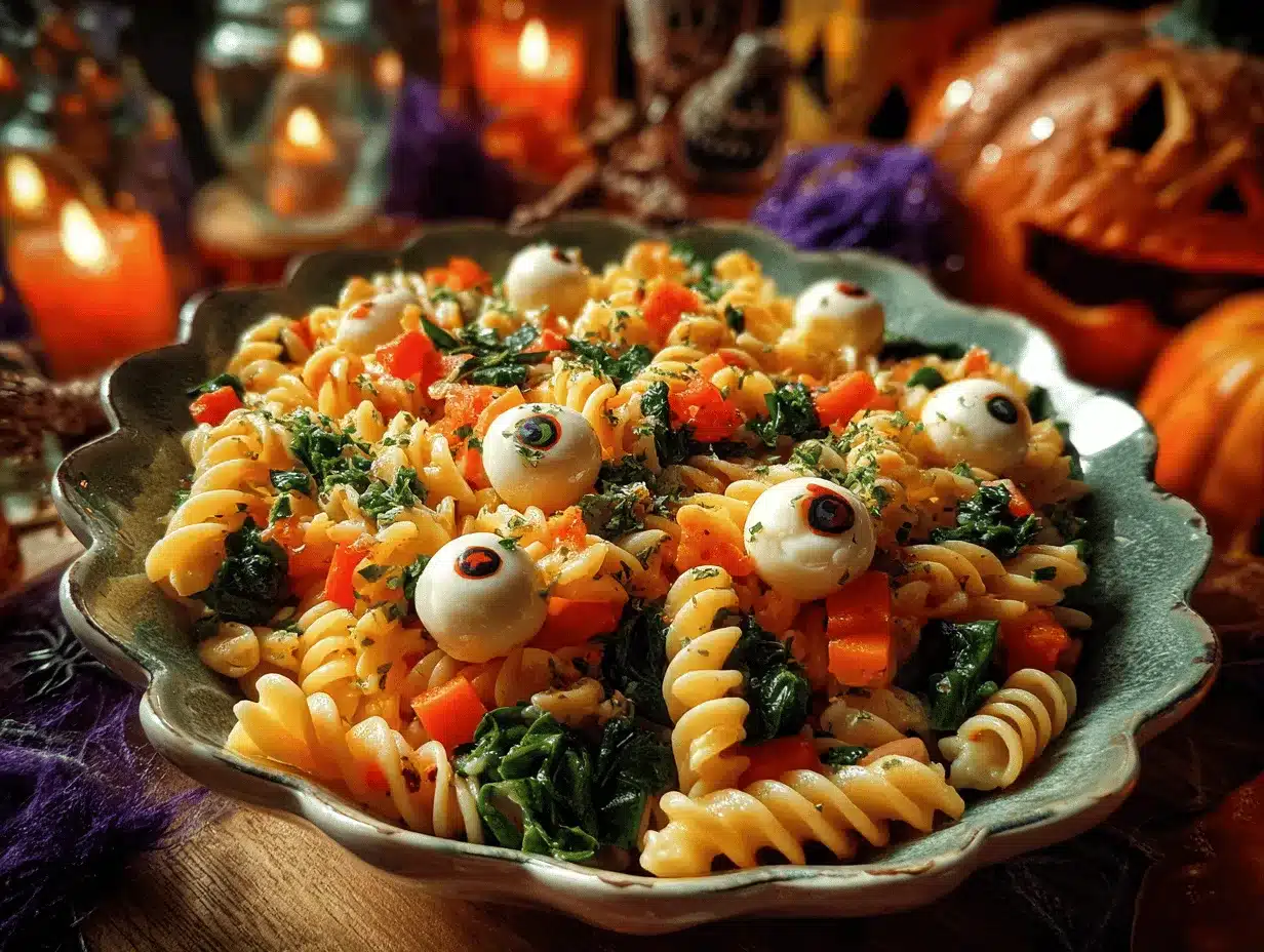 Halloween Eyeball Pasta Salad preparation steps