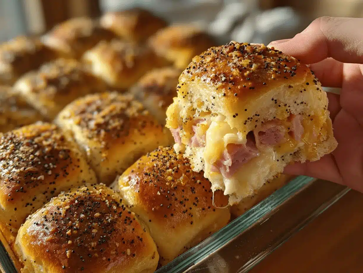 ham and cheese Hawaiian roll sliders preparation steps