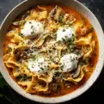 one pot lasagna soup with mushrooms - featured image
