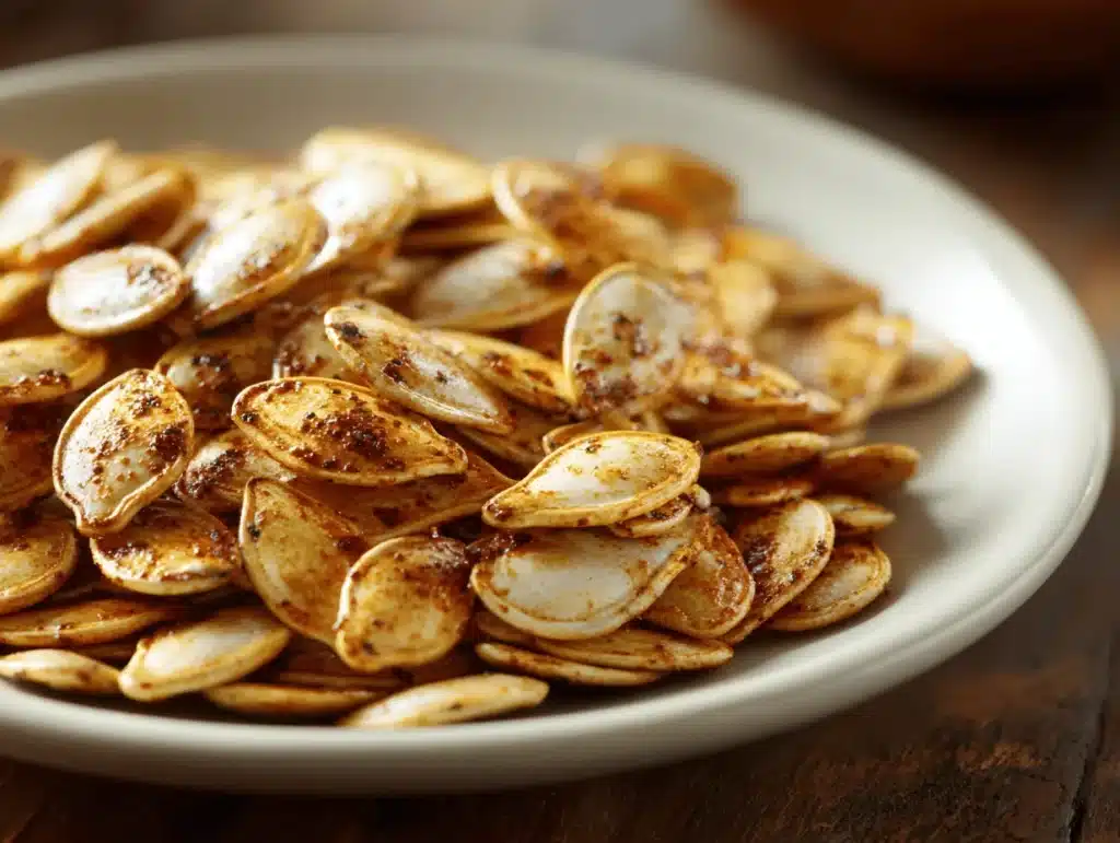 oven roasted pumpkin seeds - featured image