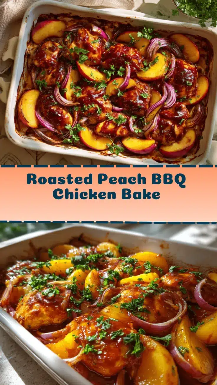 roasted peach BBQ chicken bake recipe