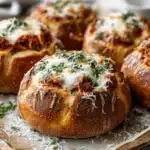 spaghetti garlic bread bowls - featured image