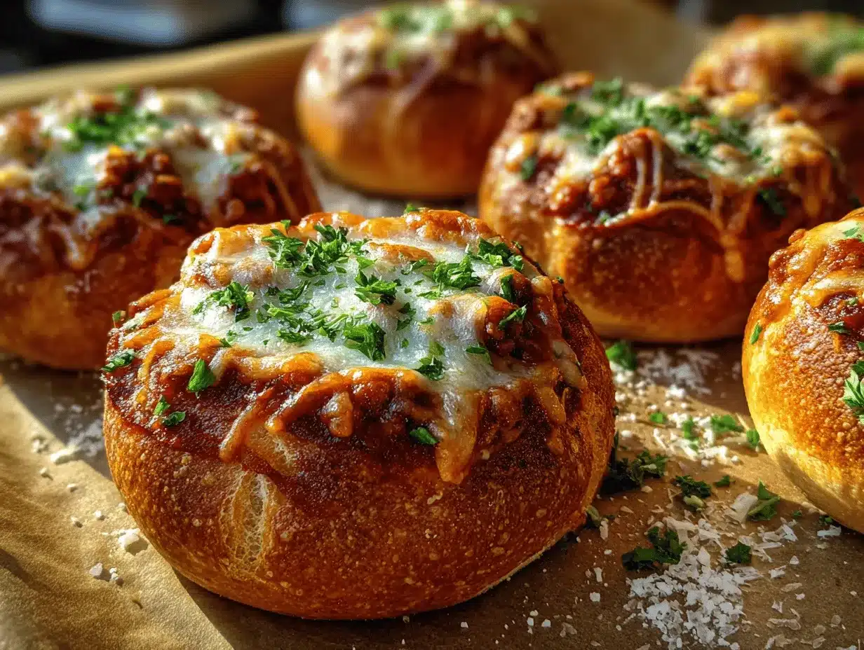 spaghetti garlic bread bowls preparation steps
