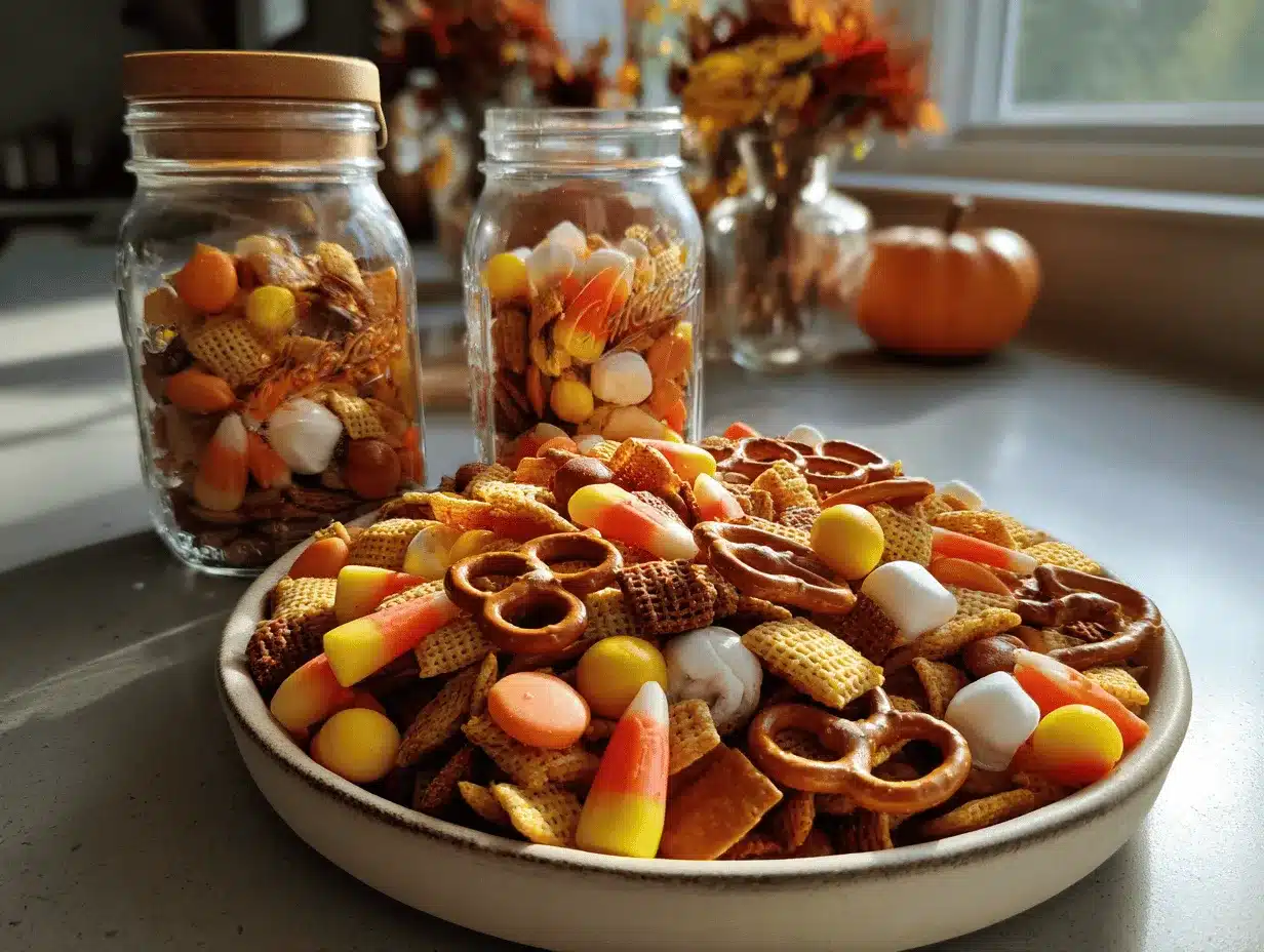 sweet and salty fall snack mix preparation steps