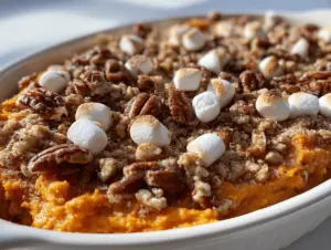 creamy crockpot sweet potato casserole - featured image