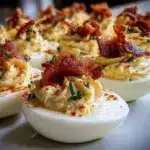 deviled eggs with bacon bits - featured image