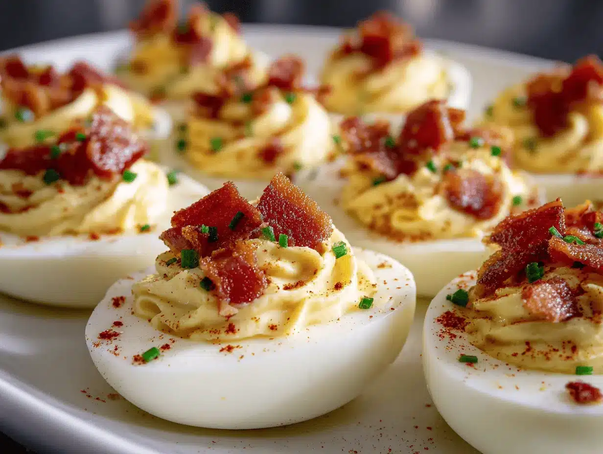 deviled eggs with bacon bits preparation steps