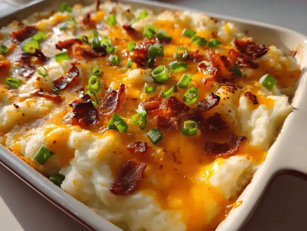 loaded mashed potato casserole - featured image